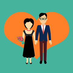 Obraz na płótnie Canvas Couple in Love Banner Flat Design