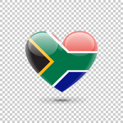 South African Flag Heart Icon on Transparent Background. Vector illustration