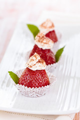 Strawberry dessert with mint.