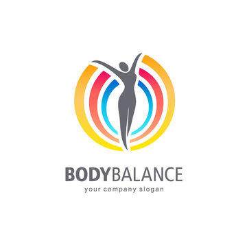 Fitness and wellness vector logo design. Body balance