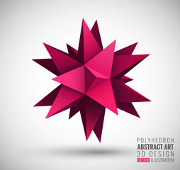 Abstract explosion. Vector polyhedron.