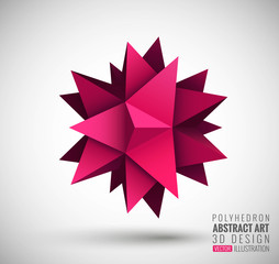 Abstract explosion. Vector polyhedron.