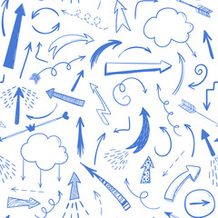 Handdrawn arraws seamless pattern. Vector black and white background
