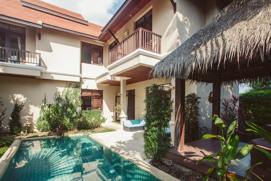 luxury villa with pool interior