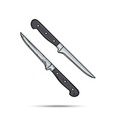 Kitchen knife isolated on white background. Vector illustration.