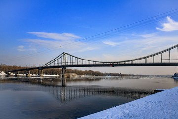 view of the city bridge connects the two banks of the Dnieper