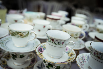 Blurred china cups
