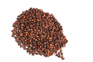 Pine nuts in bulk on a white background.