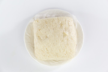 Fototapeta na wymiar steamed bread on white plate