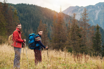 Two young men out trekking in the wilderness