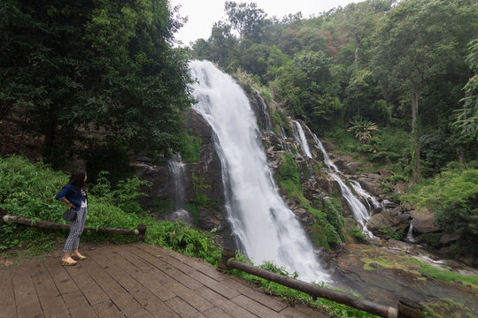 Wachirathan Waterfall, the popular place in Chiang Mai , Thailand