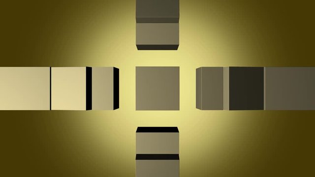 Abstract brown background with an animated rotating parallelepipeds