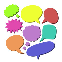 Vector set of different color blank comic speech bubbles.