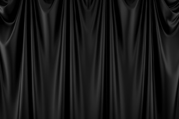 Black modern curtain fabric background geometry abstract background 3D Rendering.