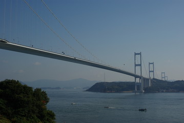 しまなみ海道　朝の来島海峡大橋