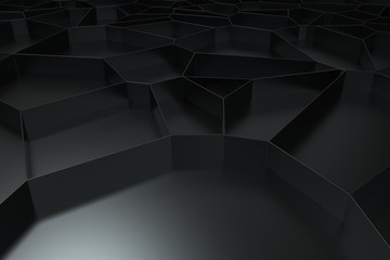 Abstract 3d voronoi grate on black background