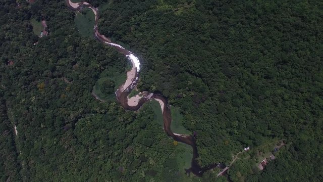 Top View of River in Rainforest, Latin America