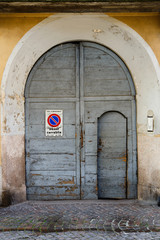 Ancient Italian wooden Door in old Italian village
