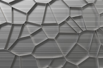 Abstract 3d voronoi grate on brushed metal background