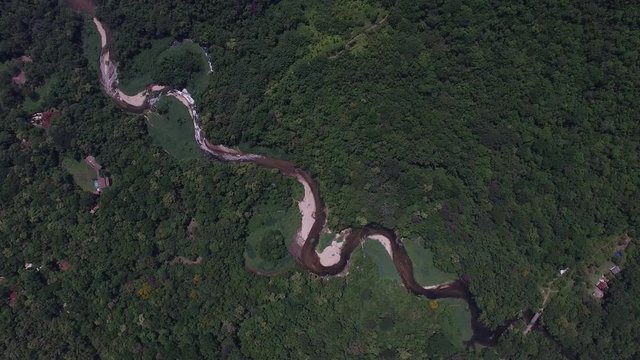 Top View of River in Rainforest, Latin America
