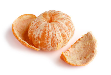 Ripe mandarin close-up on a white background. Tangerine orange. Colorful Food and drink still life concept. Fresh fruits and vegetables on color background. Clementine. Citrus. Fresh fruits. Diet.