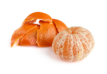 Ripe mandarin close-up on a white background. Tangerine orange. Colorful Food and drink still life concept. Fresh fruits and vegetables on color background. Clementine. Citrus. Fresh fruits. Diet.