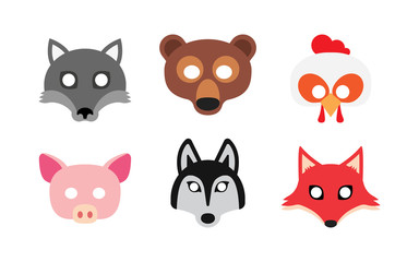 Set carnival masks animals