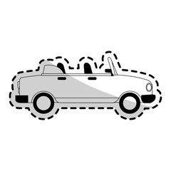 convertible car sideview black and grey icon image vector illustration design 