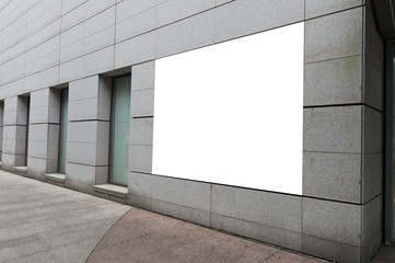 Street, Banner - Sign, Lighting Equipment, Billboard, Advertisement,Large blank billboard on a street wall,  banners with room to add your own text