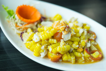 Thai food papaya salad with corn it call 