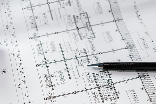 engineering diagram blueprint paper drafting project © paulfourk