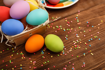 Naklejka premium Easter Eggs. Sunday. Easter. Happy Holidays. Christian holiday. Religion. Tradition. Easter background.