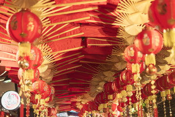 More red umbrella in Chiang Mai Thailand
