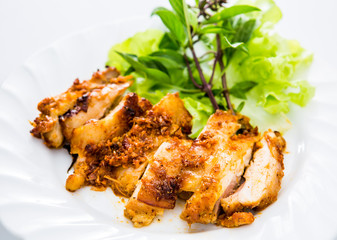 roasted chicken with herb on plate