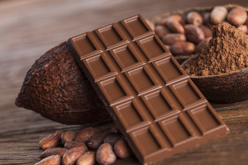 Chocolate sweet, cocoa and food dessert background