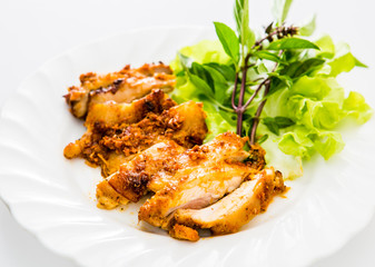 roasted chicken with herb on plate
