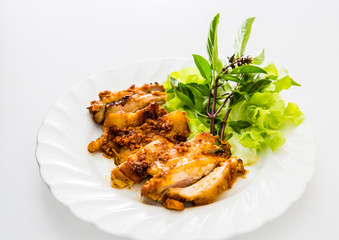 roasted chicken with herb on plate