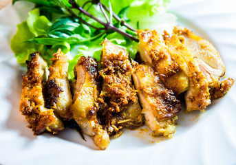 roasted chicken with herb on plate
