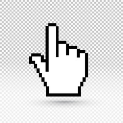 Hand cursor Icon. Vector illustration EPS 10. Flat design. Isolated on transparent background