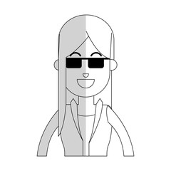 happy woman with sunglasses cartoon icon image vector illustration design 