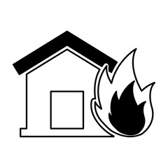 house insurance with fire isolated icon vector illustration design