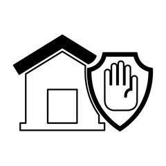 Obraz premium house insurance with hand stop isolated icon vector illustration design