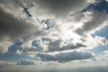 The cloudy sky
