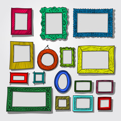 Hand drawn photoframes. Doodle vector illustration