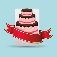 birthday cake wrapped red ribbon vector illustration eps 10