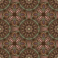 Ornate floral seamless texture, endless pattern with vintage mandala elements.