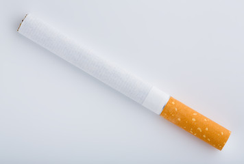 cigarette close up isolated on white background. Drug addiction. Tobacco smoking. cancer. Nicotine. Bad habit.