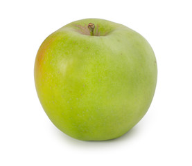Green apple isolated on a white background, close-up.