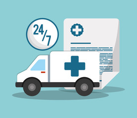 Fototapeta premium ambulance transport emergency 24-7 document vector illustration eps 10
