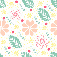 seamless colorful floral pattern on white background